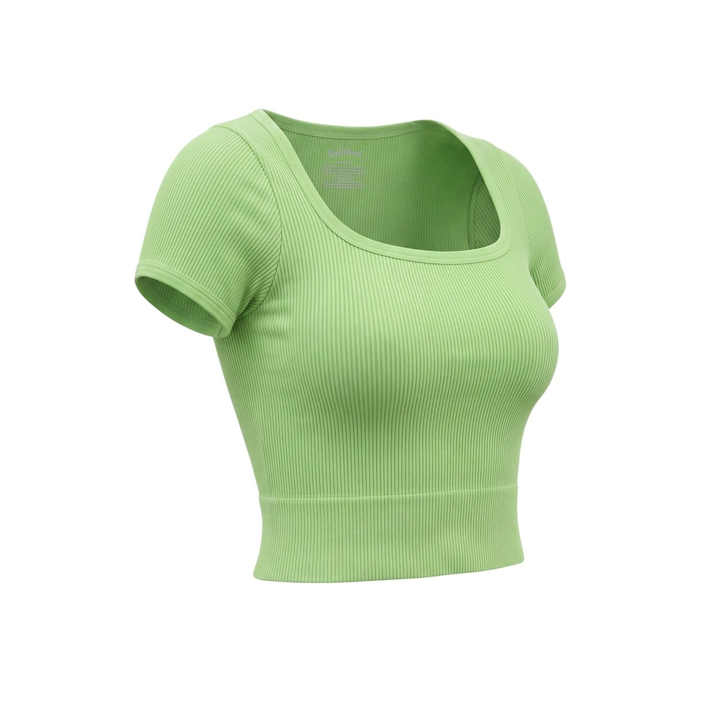 Wild Fable Ribbed Crop Top Womens XXS Lime Green Good Scoop Neck Short Sleeve